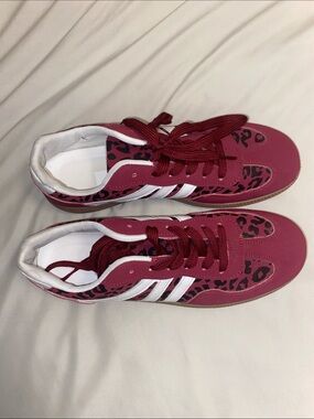 Red Leopard Print Samba-Style Sneakers - Like New